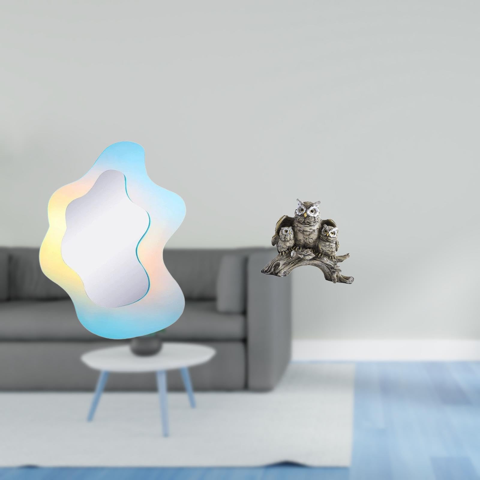 Enakshi® Wavy Owl Acrylic Mirror Modern Decorative Animal Statue Makeup Mirror for Bathroom Wall Decor Tabletop Ornament Sculpture for Living Room Office Cabinet Decor NightStand-image-31