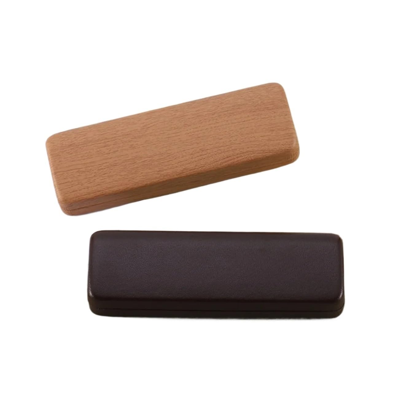 Estuche for gafas de lectura Metal, soporte duro grano madera, caja for hombres y mujeres, 2 uds Para Mujer