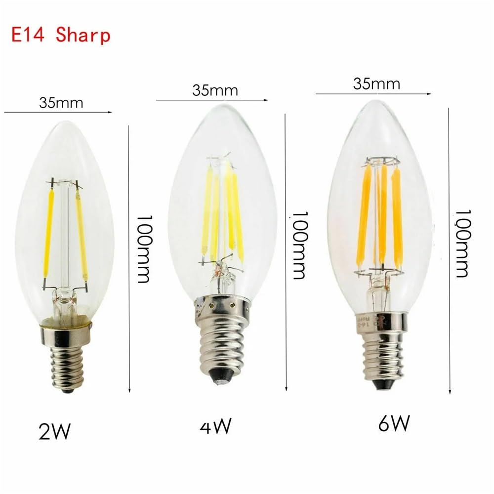fengyan Casa bombillas 10pcs AC220-240V Retro 2W 4W 6W LED Bulbo de filamento DIRIGIÓ Bombillas E14 Lámpara de cubierta de vidrio ahorro de energía for la decoración de barra de oficina en casa Famili