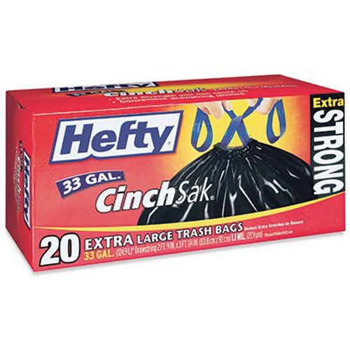 Hefty 20 Count 33 Gallon Cinch Sak Extra Large Trash Bags  E86725