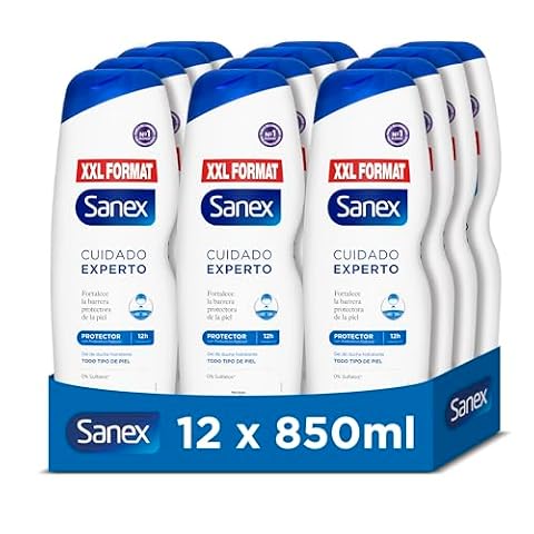 Sanex Ekspercka pielęgnacja ochronna, żel pod prysznic lub do kąpieli, wszystkie rodzaje skóry, głębokie nawilżenie, zwalczanie bakterii, opakowanie 12 sztuk x 850 ml