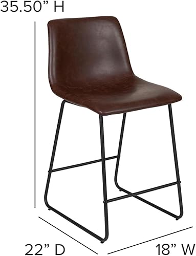 Miniatura 2 de Flash Furniture Reagan LeatherSoft - Taburetes de bar de altura para encimera de 24 pulgadas en color marrón oscuro, juego de 2