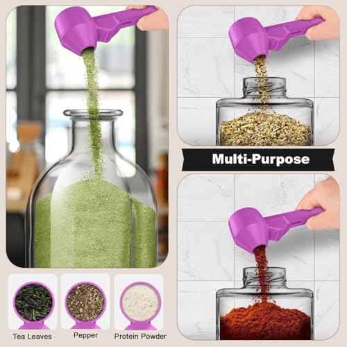Image of Coffee Scoop & Funnel for Reusable K Cup Refillable Coffee Pods, Coffee Measuring Spoon 2 Tablespoon Capacity, Scoop with Funnel for Ground Coffee, Protein Powder, Tea (Purple, 2 Pack)