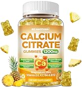 Calcium Citrate Gummies - 1200mg Calcium Gummies Supplements for Women &amp; Men with Vitamin D3, K2,...