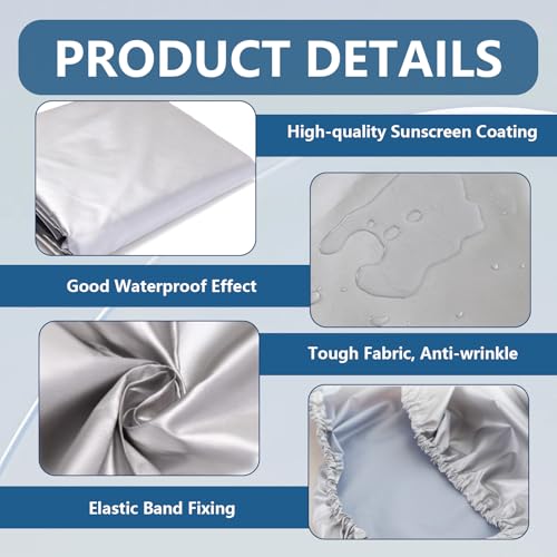 Klimaanlage Abdeckung Wasserdichte Staubdichte Abdeckung der Außenklimaanlage mit Gummizug und Kordelzug Outdoor-AC-Schutzabdeckung Silber Mittel (86 x 32 x 56 cm)