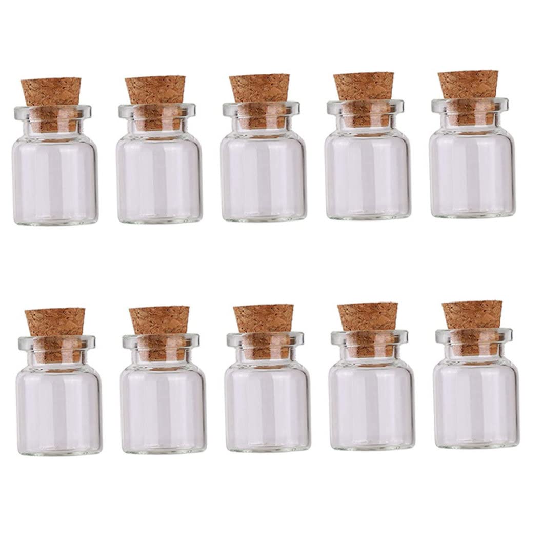 CAKEEYUM Glass Bottle 2ml Mini Jars with Cork Stopper Glass Sample Bottles for DIY Wedding Decoration Party 10PCS Bottle Mini Jars Bottles Shot