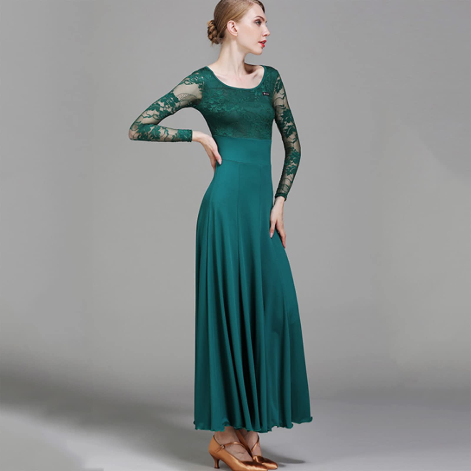 Vestiti da Ballo Standard Abiti da Ballo da Ballo in Pizzo Elegante Moderne Waltz Performance Dance Stretchy Smooth Salsa Abito Abiti da Ballo per Donna