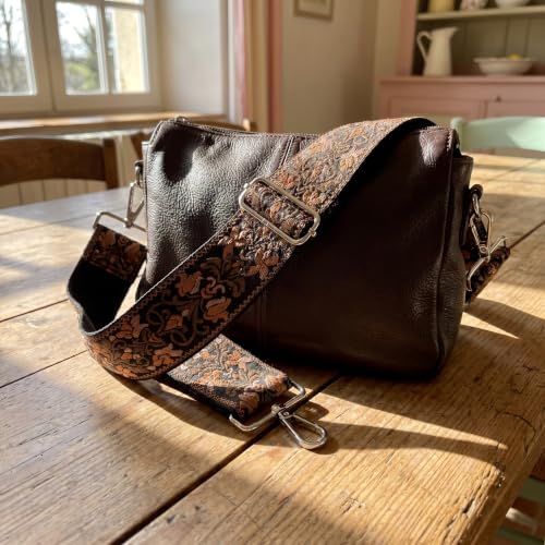 Image of Flower Purse Strap Replacement Embroidery Crossbody Shoulder Strap for Handbag Canvas Purse Extender Accessories
