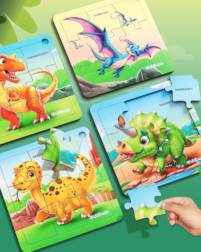Image of Intelliskills Premium Jigsaw Puzzle for Kids, 36 Pcs Puzzle Set, Set of 4 Fun Learning&Educational Toy for Enhancing Concentration, Puzzle for Kids 3+Years,Best Birthday Gift, BIS Certified (Dinosaur)