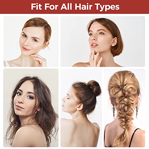 EWAGOA 300 Pcs Bobby Pins Black, Hair Pins for Women Girls and Kids, Invisible Wave Hair clips Bulk with Storage box, Pain-Free Hairpins（2 Inch Black）