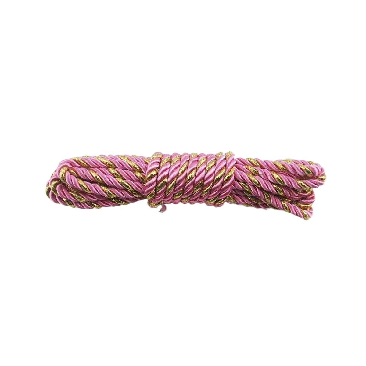 Macrame Rope Twisted String,Diameter:5mm Cord DIY Bracelet Wax Thread Length:5m(Metallic Pink)