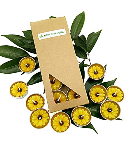 Nava Chiangmai Flower Tealight Candles Scented Tea Lights Aromatherapy Relax Candles For Birthday Party Supplies And Wedding Favor Baby Shower Decorations Pack Of 10 Pcs(Yellow Daisy Flower) #TOP2
