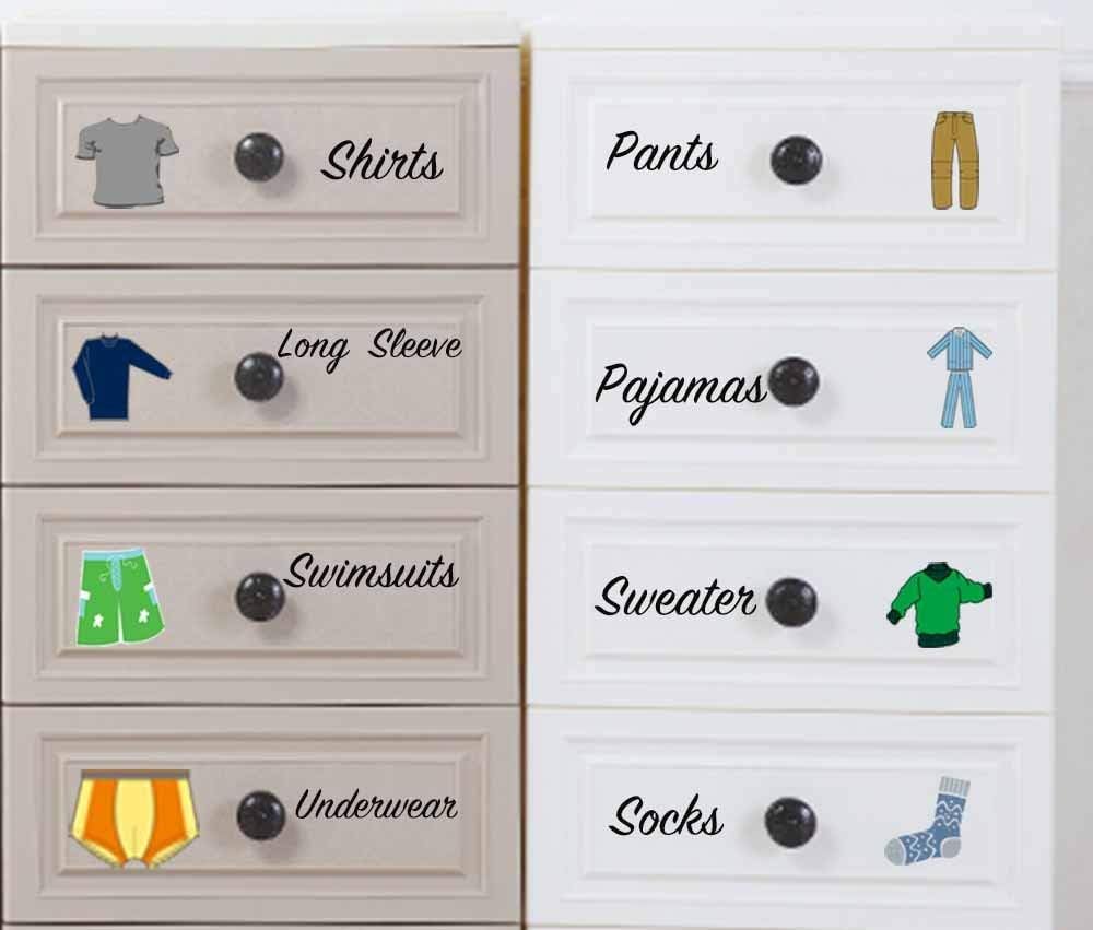 Boy Decals Dresser Clothing Labels Dresser Labels Kids Drawer Stickers Organizing Decals