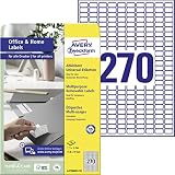 AVERY Zweckform L4730REV-10 Universal Etiketten (2.700 Klebeetiketten, 17,8x10mm auf A4, wieder rückstandsfrei ablösbar/abziehbar, individuell bedruckbare, selbstklebende Aufkleber) 10 Blatt, weiß