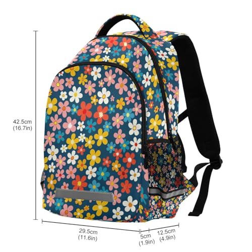 Retro Blue Flower Country Style backpack kid with large books bag for 6th grade school boys girls mochilas para adolescentes chicas3