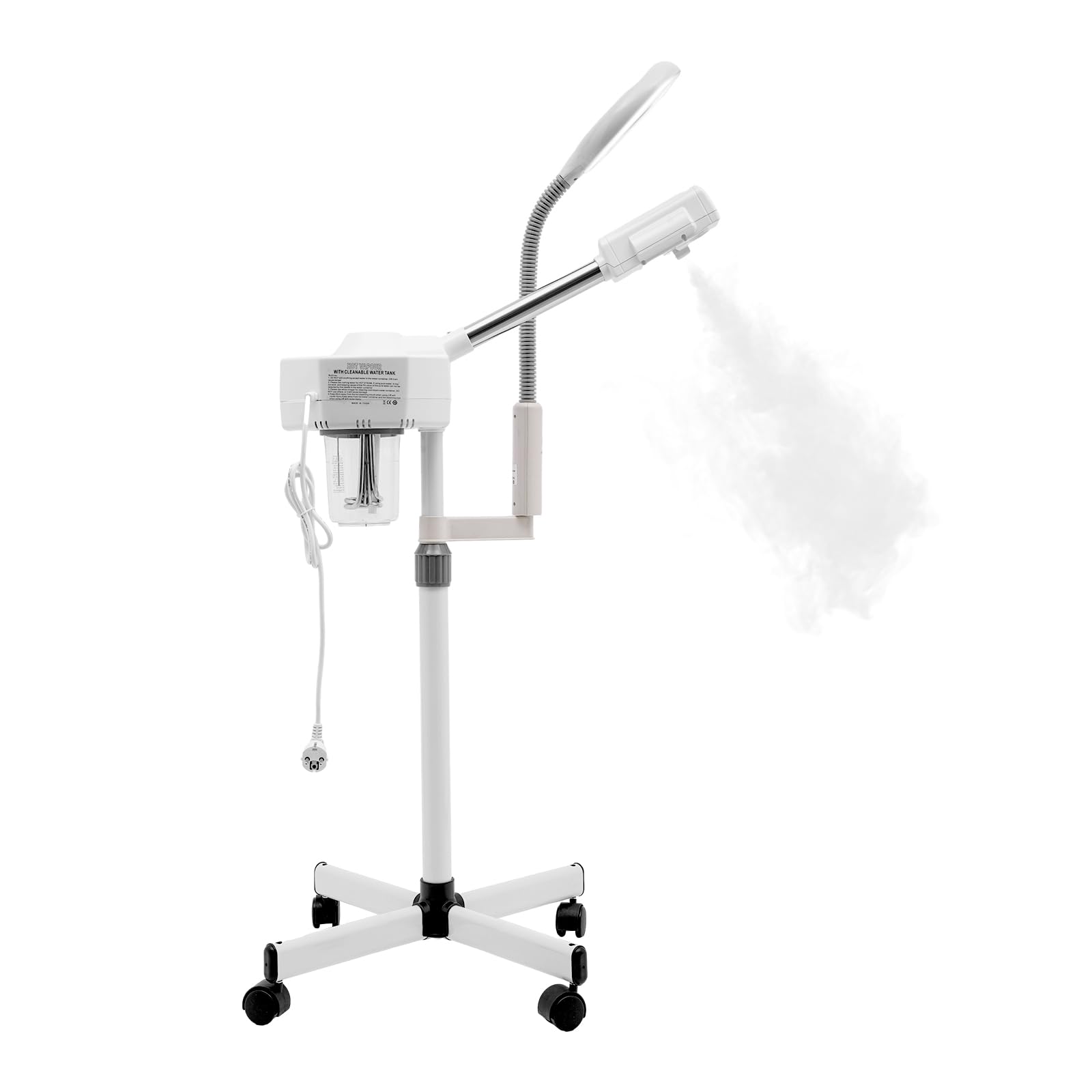 750 W Vapozone Vapor Facial 2 en 1 Vapor Cara con Luz LED Estética Profesional Ajustable en Altura Boquilla Giratoria 360 ° Adecuado para Salón de Belleza y Casa