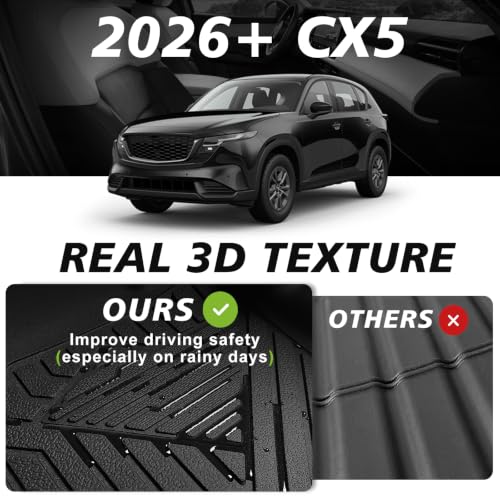 Image of TripleAliners Floor Mats for 2026 2027 Mazda CX-5 CX5 Accessories | for 2026 2027 Mazda CX-5 CX5 Accessories Cargo Liner Protection Heavy Duty TPE Custom Fit Anti-Slip Liners (Floor Mats)