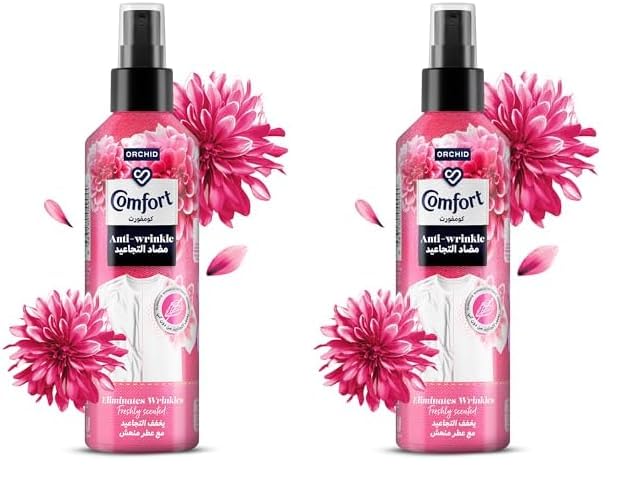 Comfort Anti-wrinkle Spray for clothes, Orchid, eliminates wrinkles without iron or steamer and freshly scented, 200ml (Pack of 2)