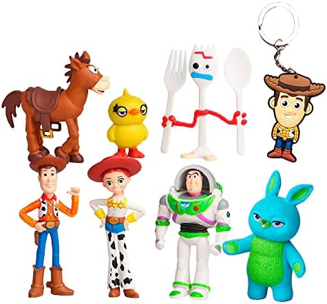 Pantyshka Toy Story Toys – Set of 7 Action Figures with Woody, Buzz and Jessie – Premium Animated Collection with Keychain Included – Fun Party Supplies for Toddlers – Cake Topper Set for Birthday