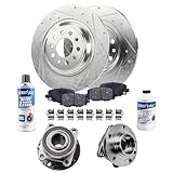 Detroit Axle - AWD Rear Brake Kit for 2014-2023 Jeep Cherokee, Drilled Slotted Brake Rotors Ceramic Brakes Pads Wheel Bearing Hubs 2015 2016 2017 2018 2019 2020 2021 Replacement : 12.60