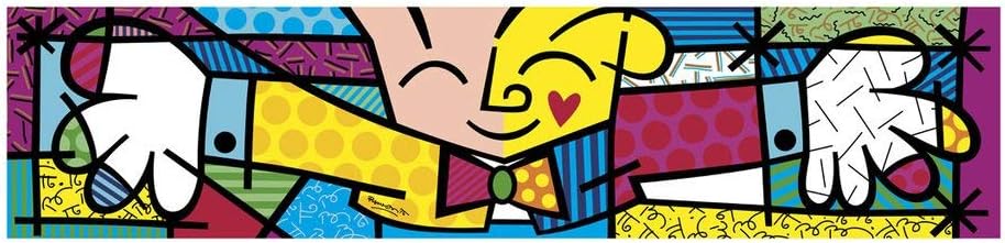 Yifantacy Bruce McGaw Romero Britto The Hug Art Print Poster, Overall Size: 34x11, Image Size: 30x7