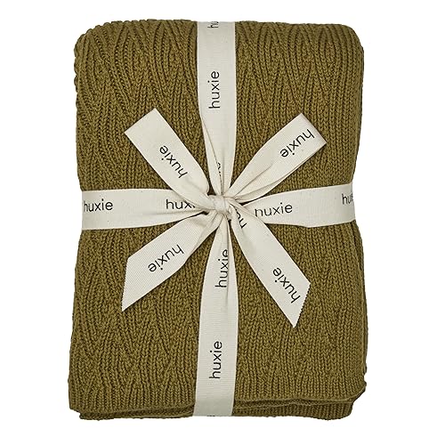 Image of Knitted Organic Cotton Baby Blanket- Swaddle Blanket, 30 inch x 40 inch Soft Receiving Blanket for Newborn (0-2Yrs -Moss Green)