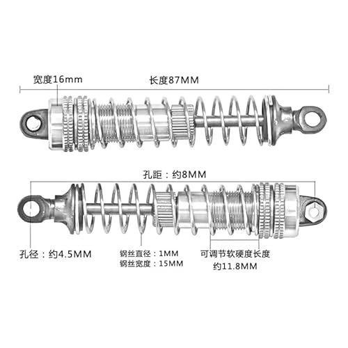Compatible with GPTOYS S911 S912 9115 9116 9120 9125 1/10 RC Crawler Car Truck Upgrade Parts Adjustable Shock Absorber Damper RC Car Absorber Damper