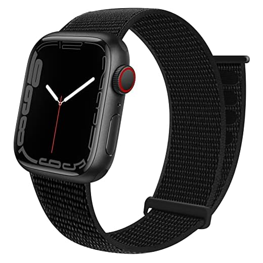 GZ GZHISY Sport Loop Nylon Band Compatible with Apple Watch Band 38mm 40mm 41mm 42mm 44mm 45mm 49mm Ultra iWatch Series 8 7 6 SE 5 4 3 2 1 Strap, Fit for iPhone Watch Band Women Men Stretchy Elastic Braided, 42mm/44mm/45mm/49mm Dark Black