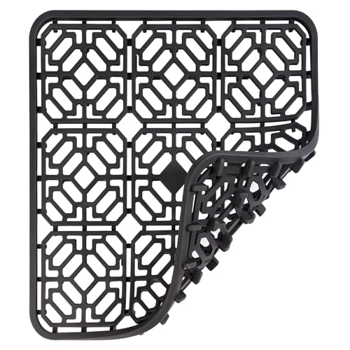 MOLEDINO Silicone Sink Protector Mat & Liner 13.2x11.3 for Ceramic/Stainless Steel Kitchen Sinks Dishwasher Safe,Heat-Resistant Non-Slip Kitchen Mat,Multi-Purpose Pot Holder Trivet (Dark Grey)