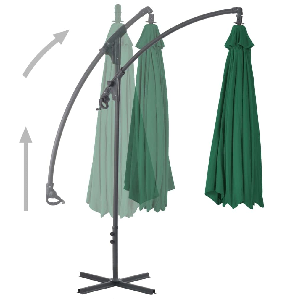 Parasol przeciwsłoneczny ze stalowym masztem, terakota, odporny na promieniowanie UV parasol przeciwsłoneczny z korbą, stalowe żebra, stabilny stojak, pochylony i odporny na wiatr, do ogrodu