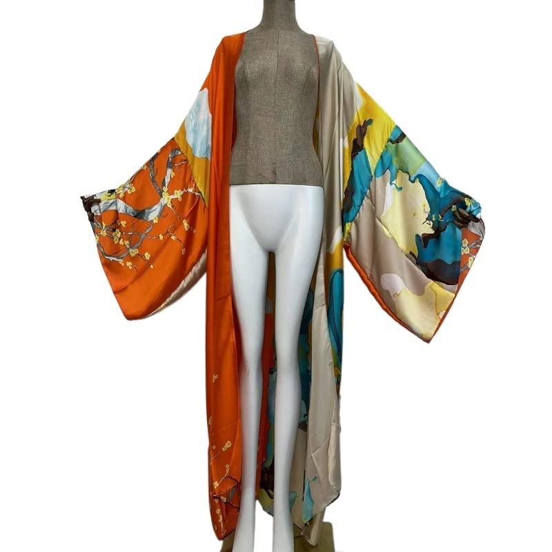 Copricostume Donna Stampa Cardigan a Maniche Lunghe Camicetta Femminile Sciolto Casual Beach Cover Up Dress Party (Color : 3, Size : One Size)