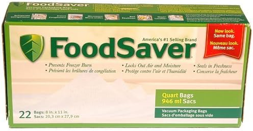 Tilia FoodSaver vacuum sealer quart size bags, 20PK.