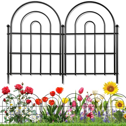 18 Pack Decorative Garden Fence Animal Barrier: 17 in(H) x 18 ft(L) Border Flower Rabbit Garden Fencing Small Arched Rustproof Metal No Dig Fence Landscape Decor for Yard