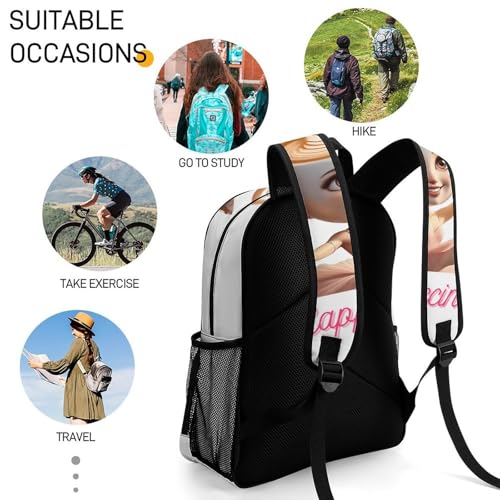 Ballerina-cappucina Merch Large Travel Backpack Italian-Brainrot Meme Waterproof Lightweight Daypack White 44x32x19cm4
