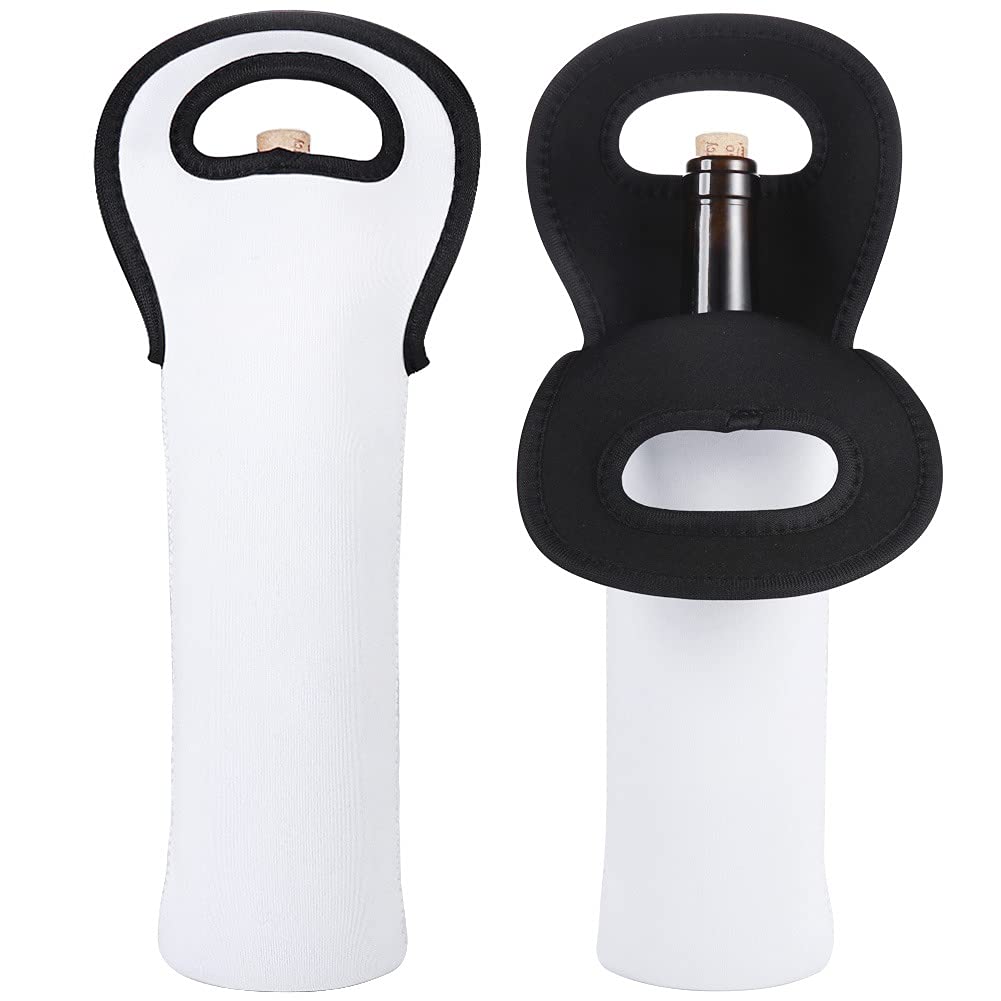 Sublimation Blanks Wine Bag Insulated, Portable Neoprene Wine Tote Holders and Wine Carrier Bag for Wine/Beer/Cans/Water, Wine Bottle Protector for Home Travel and Picnic 2 Pack