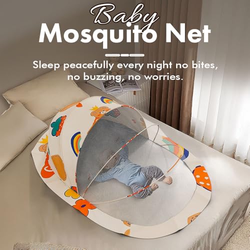 Image of StarAndDaisy Baby Mosquito net for Baby 0-12 Months for Infants, Toddlers Safe Baby, Breathable mesh-Mosquito Net for Baby's Peaceful Sleep, Baby Sleeping pod - Rainbow Print