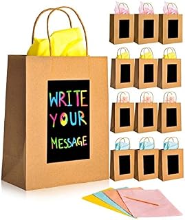 NimNik Craft Gift Bags Medium - [12 pack] 24 x 19 x 10 cm Scratch Art Shopping Paper Bag, Party Birthday Gift Bags