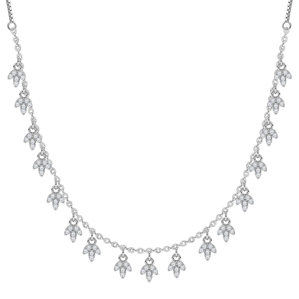 925 Silver Leaf Fringe Choker Necklace|Pendant to Gift Women & Girls | With Certificate of Authenticity and 925 Stamp | 6 Months Warranty-image-33