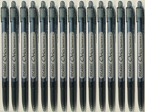 15 X PICASSO ORIA Retractable Ball Point Pen Black Ink 0.7 mm Point