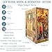 Spilay DIY Dollhouse Miniature Book Nook Assemble Kit,3D Wooden Puzzle Bookshelf Insert Decor with LED, Bookends Model Build-Creativity Kit for Adults Women Birthday Gift SQ08