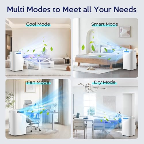 Image of 14000 BTU Portable Air Conditioners, Remote Control, 3 in 1 Free Stand Smart Cooling Portable AC Unit with Dehumidifier, Fan, Cools Room up to 700 sq.ft, 24H Timer, Windows Sealing Kit