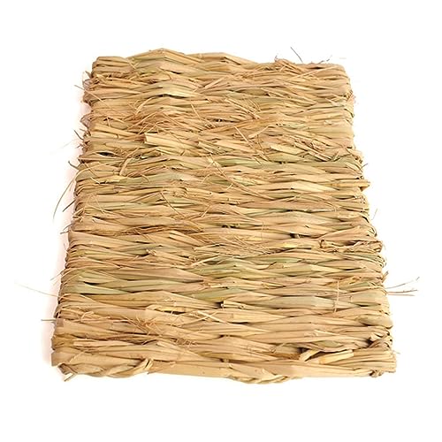 POPETPOP 4Pcs Hand Woven Straw Mat for Small Pets Hamster Grass Mat Safe and Edible Dry Grass Nest for Guinea and Chinchilla Breathable and Comfortable Resting