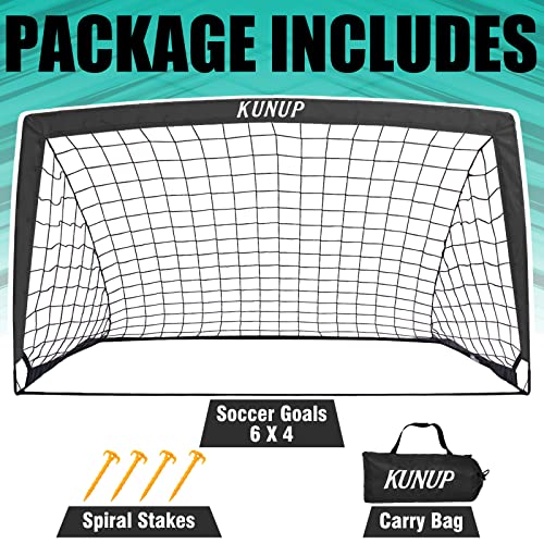 Kunup Portable Kid Soccer Goal Net 9X5Ft Large Folding Soccer Goal Net For Backyard With Carrying Bag For Youth And Adult… (6X4Ft, Black) #TOP7