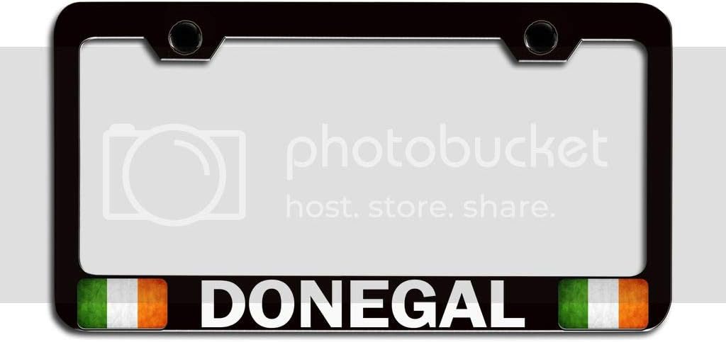 Makoroni - Donegal Irish Black Metal License Plate Frame Tag Holder, #t71