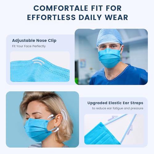 Disposable Face Mask for Adults: New 10 Colors Masks Disposable 50 Pack - 4 Ply Protective Individually Wrapped Masks for Adults - Breathable Comfortable Safety Disposable Face Masks for Women