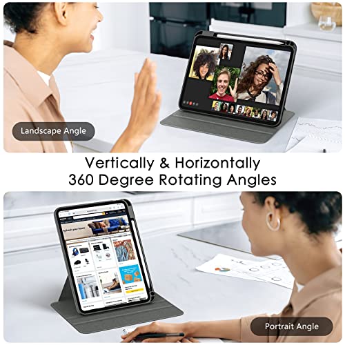 Soke Rotating Case For Ipad 10Th Generation 10.9-Inch 2022 With Pencil Holder - 360 Degree Rotate Stand Protective Case With Clear Back & Smart Sleep/Wake Cover - Black #TOP2