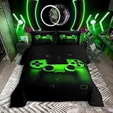 Gamer Bettw&auml;sche Sets f&uuml;r Jungen 135x200,Gaming Bettbezug Kinder Teens M&auml;nner - Weicher Luxus 2 St&uuml;cke