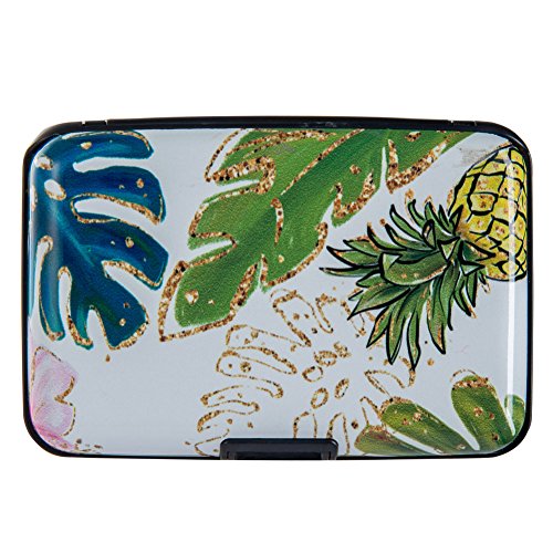Image of Elfish Mini RFID Aluminum Wallet Credit Cards Holder Business Card Case Metal ID Case for Men Women (Pineapple)