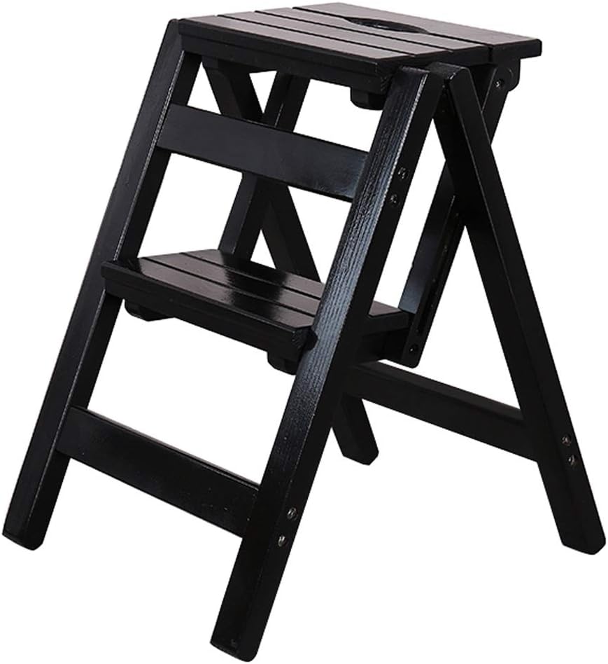 2Step Folding Wooden StoolMultifunctional Step Ladder for Home Kitchen Office Library150 kg Capacity SpaceSaving Design Durable and Sturdy