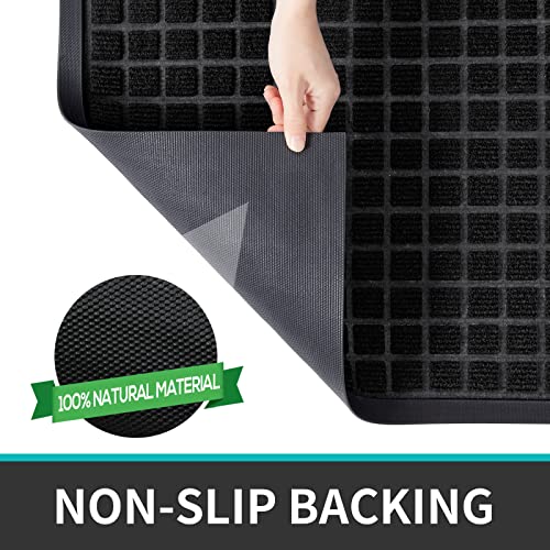 Dexi Door Mat Welcome Mats For Entryway Front Doormat For Entrance Heavy Duty Rubber Non Slip Low Profile For Patio,Garage,Black 17"X29" #TOP4